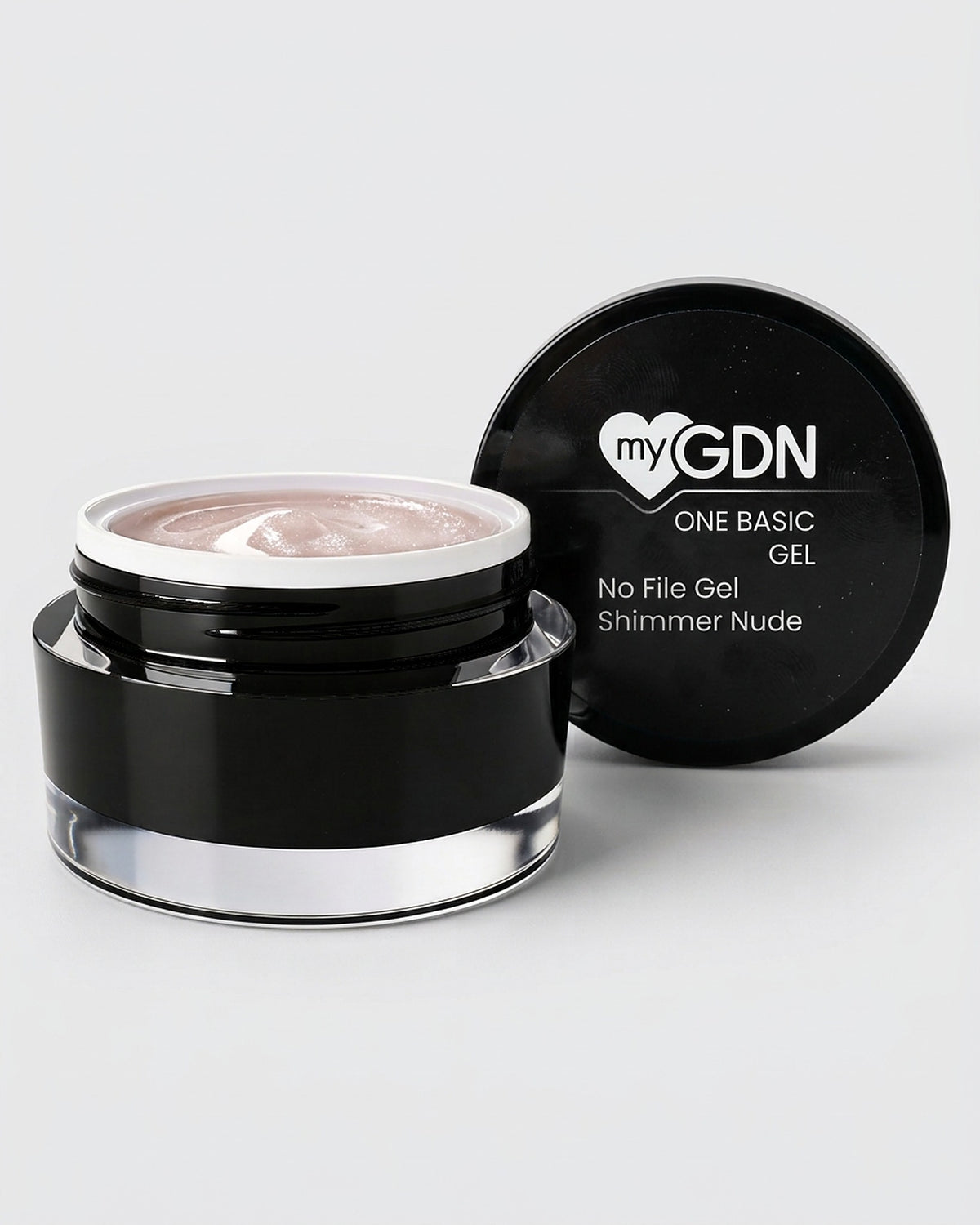 No File Gel Shimmer Nude – geöffneter Tiegel mit schwarzem Deckel