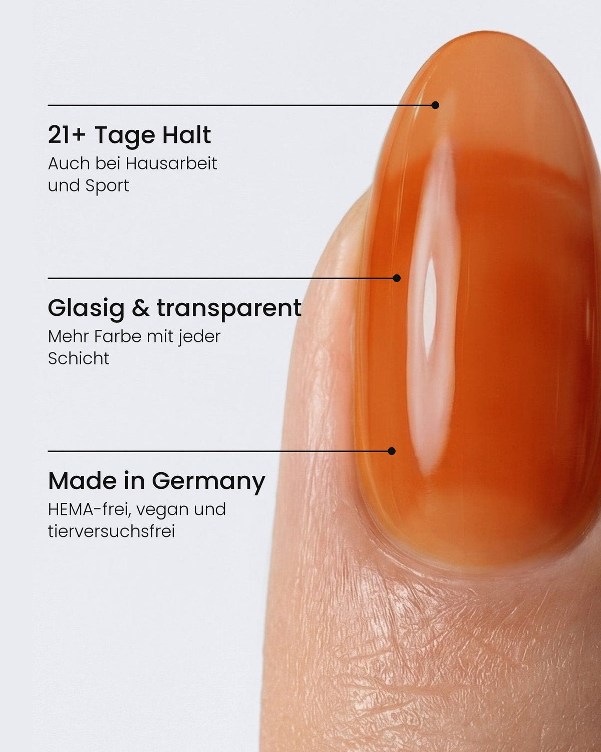 Shellac Glass Orange am Nagel: 21+ Tage Halt, Glasig & transparent, Made in Germany – HEMA-frei, vegan und tierversuchsfrei