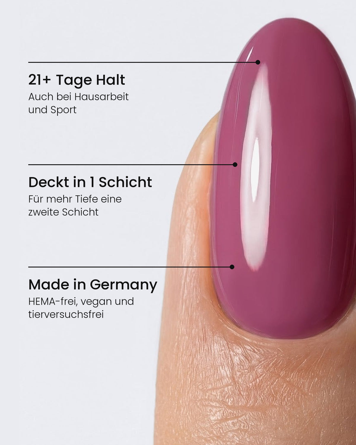 Shellac Plum Royale am Nagel: 21+ Tage Halt, Deckt in 1 Schicht, Made in Germany – HEMA-frei, vegan und tierversuchsfrei