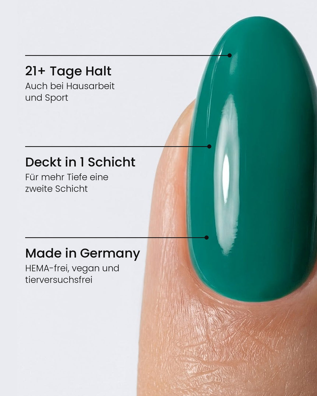 Shellac Sea Green am Nagel: 21+ Tage Halt, Deckt in 1 Schicht, Made in Germany – HEMA-frei, vegan und tierversuchsfrei