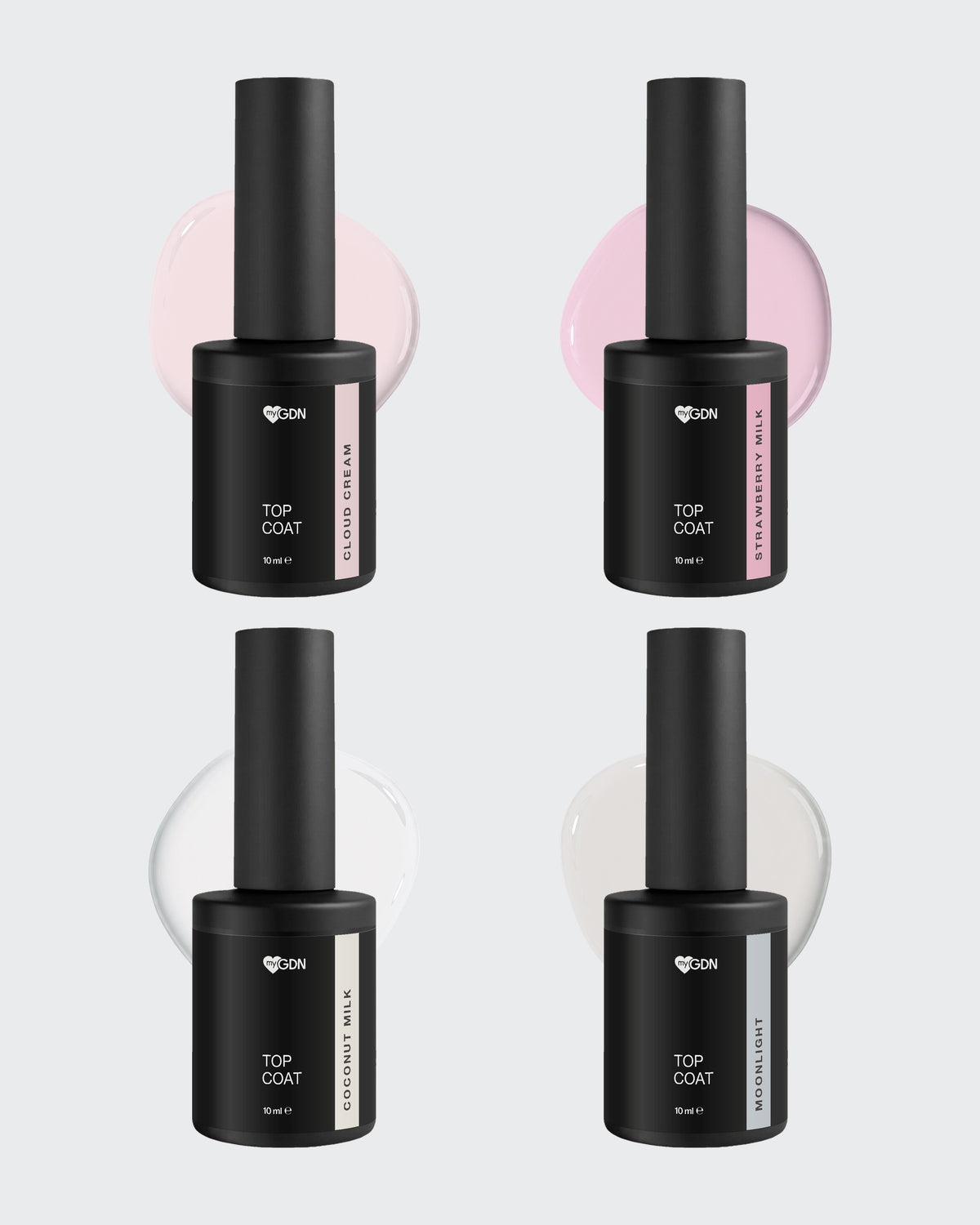 Top Coat Mix & Match Bundle mit 4 Top Coats: Cloud Cream, Strawberry Milk, Coconut Milk und Moonlight