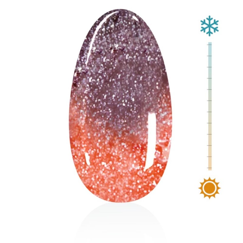 Thermo Glitter-Gel `Hot & Cold` n° 18 - Violett - Orange - Lila glitter Farbgel für deine kreative Nailart