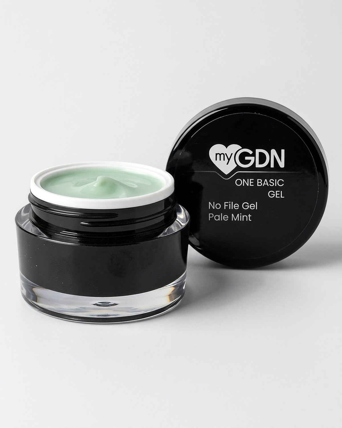No File Gel Pale Mint – geöffneter Tiegel mit schwarzem Deckel
