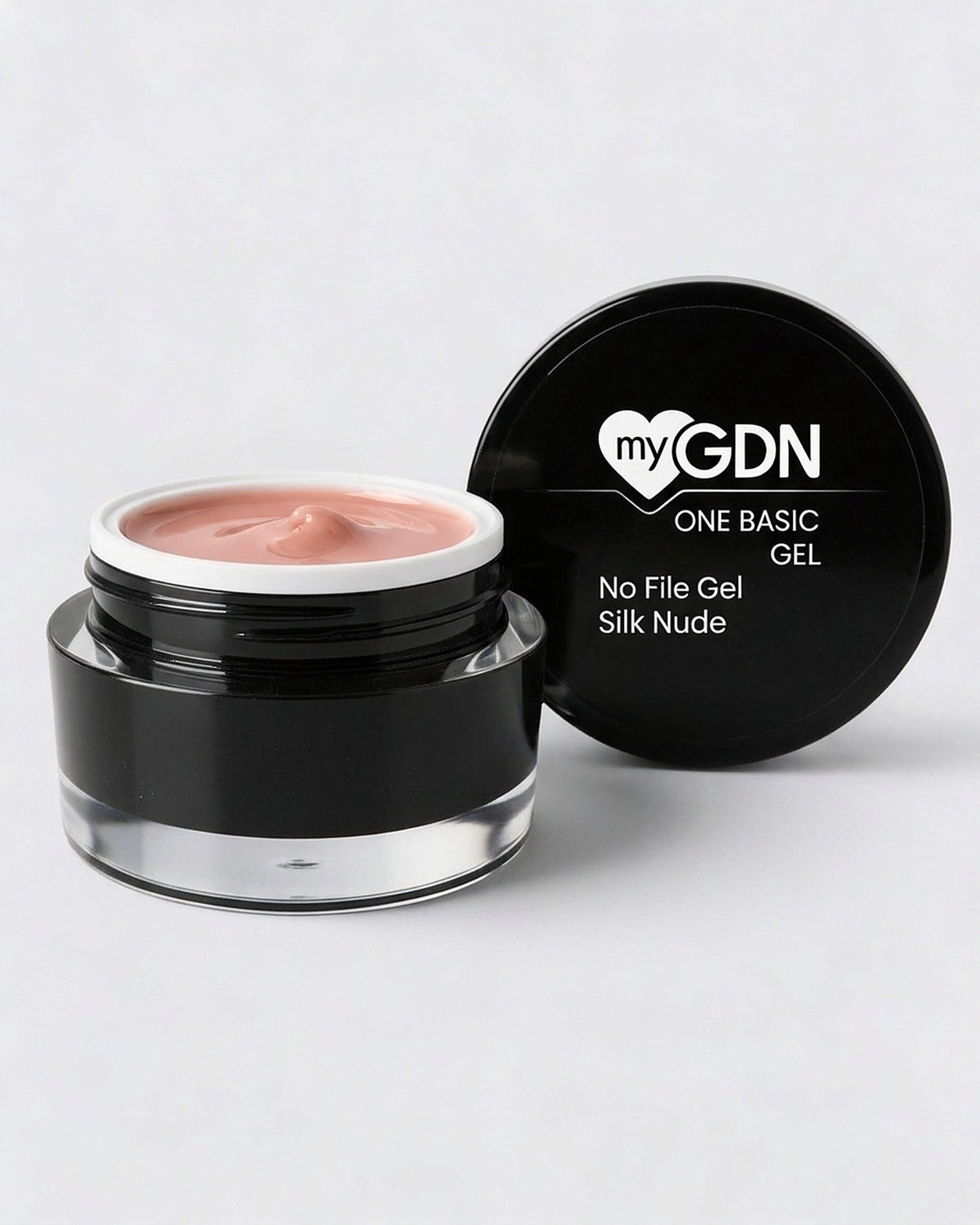 No File Gel Silk Nude – geöffneter Tiegel mit schwarzem Deckel