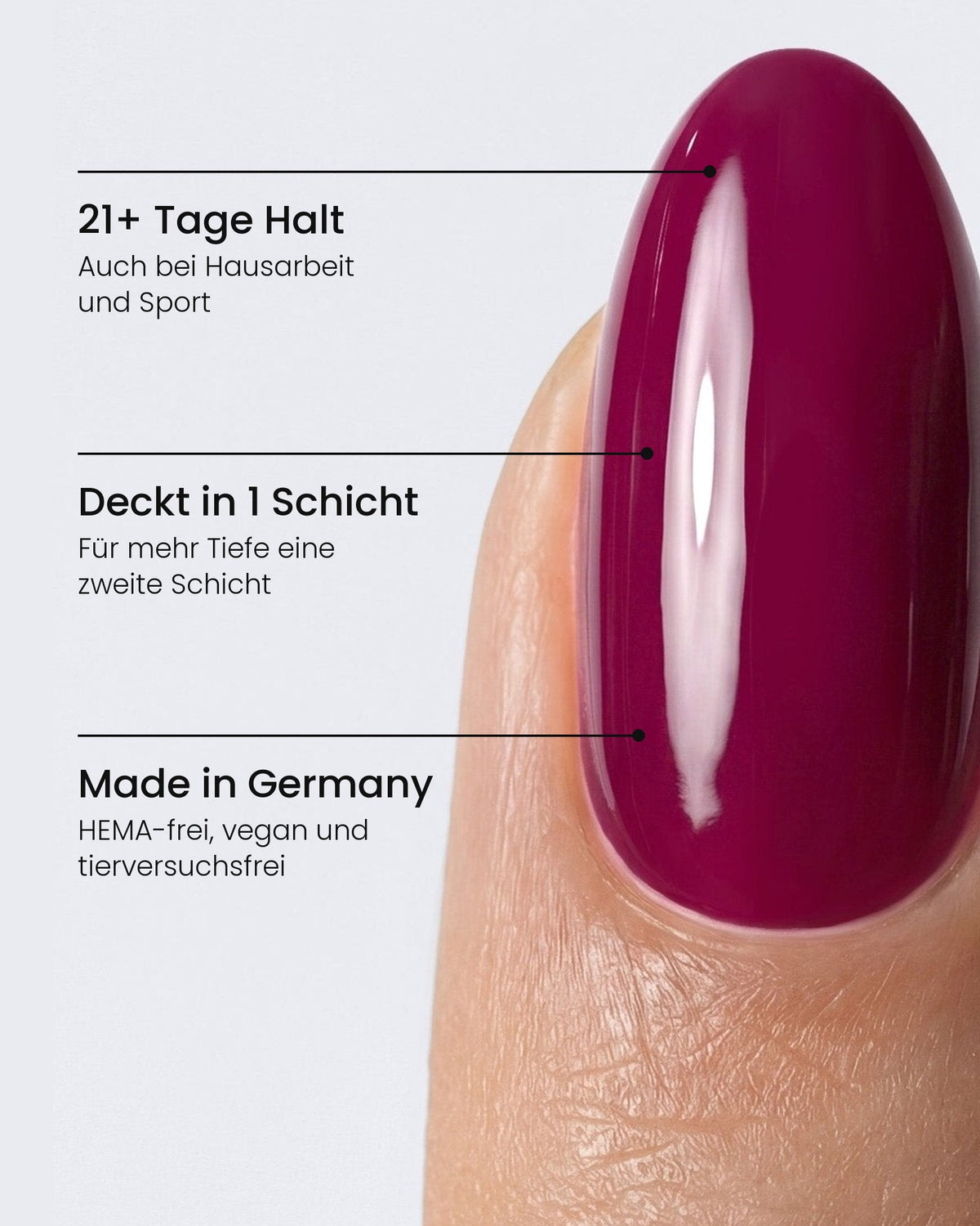 Shellac Merlot am Nagel: 21+ Tage Halt, Deckt in 1 Schicht, Made in Germany – HEMA-frei, vegan und tierversuchsfrei